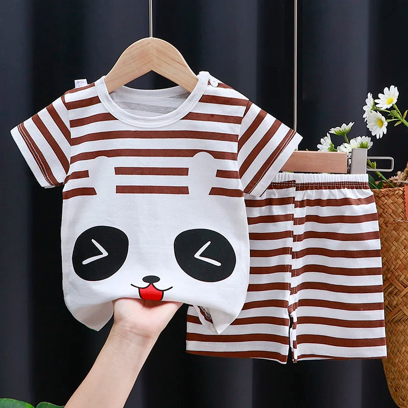 Kids Clothes Set Baby Boy & Girl Cotton T-Shirt & Shorts Summer Cartoon Outfit