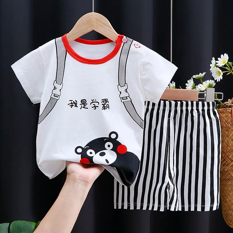 Kids Clothes Set Baby Boy & Girl Cotton T-Shirt & Shorts Summer Cartoon Outfit