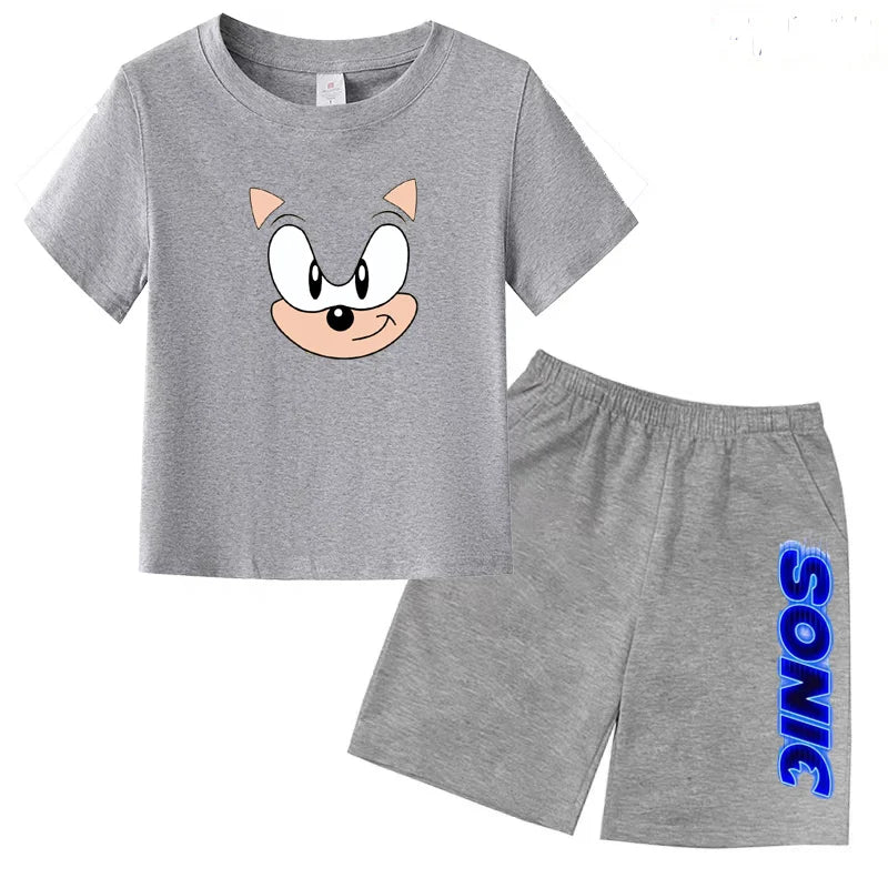 Kids Fashion T-shirt Anime Smart Justice Brave Animal Print Boys Girls 2PC Set