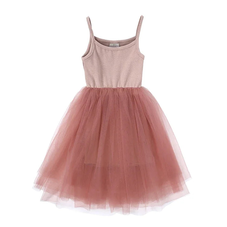 Cute Girls Casual Solid Color Sleeveless Suspenders Dress Summer Kids Outfit