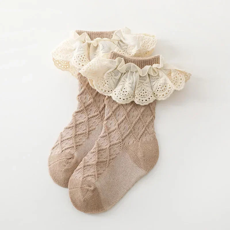 Korean Kids Soft Floral Princess Socks Baby Long Casual Toddler Socks