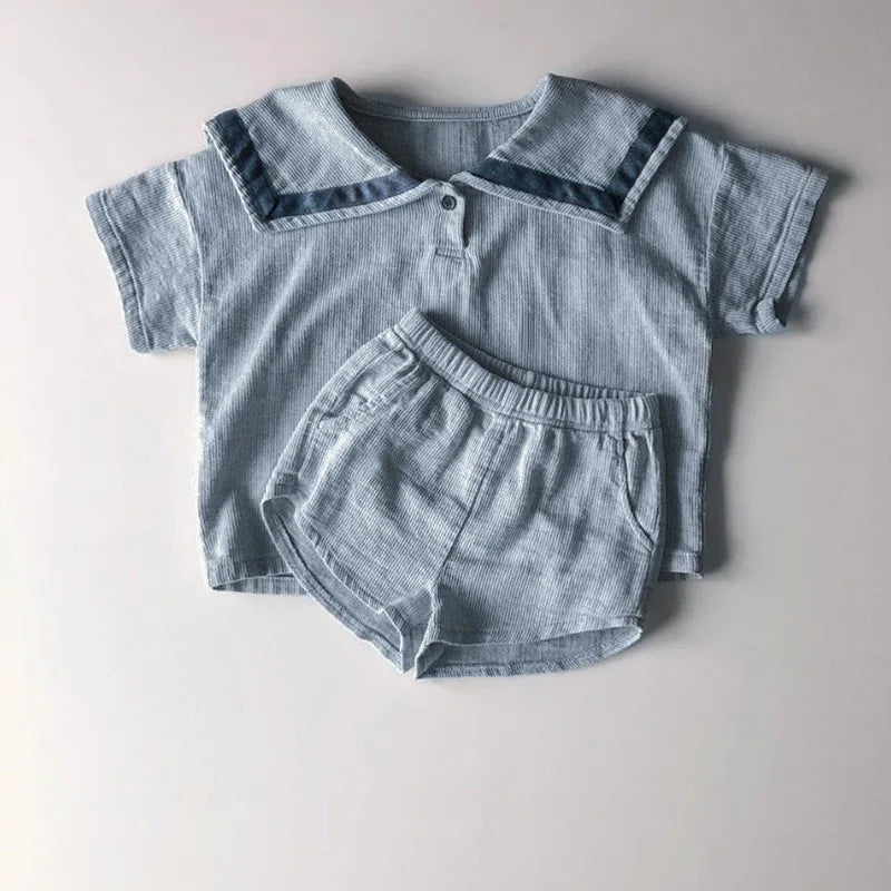 Children Clothing Sets Boys Girls Muslin Top Shorts 2pcs Cotton Baby Outfit