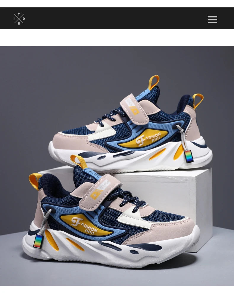 Kids Boys Casual Sneaker Non Slip Sports Shoes Breathable Mesh Comfortable Wear