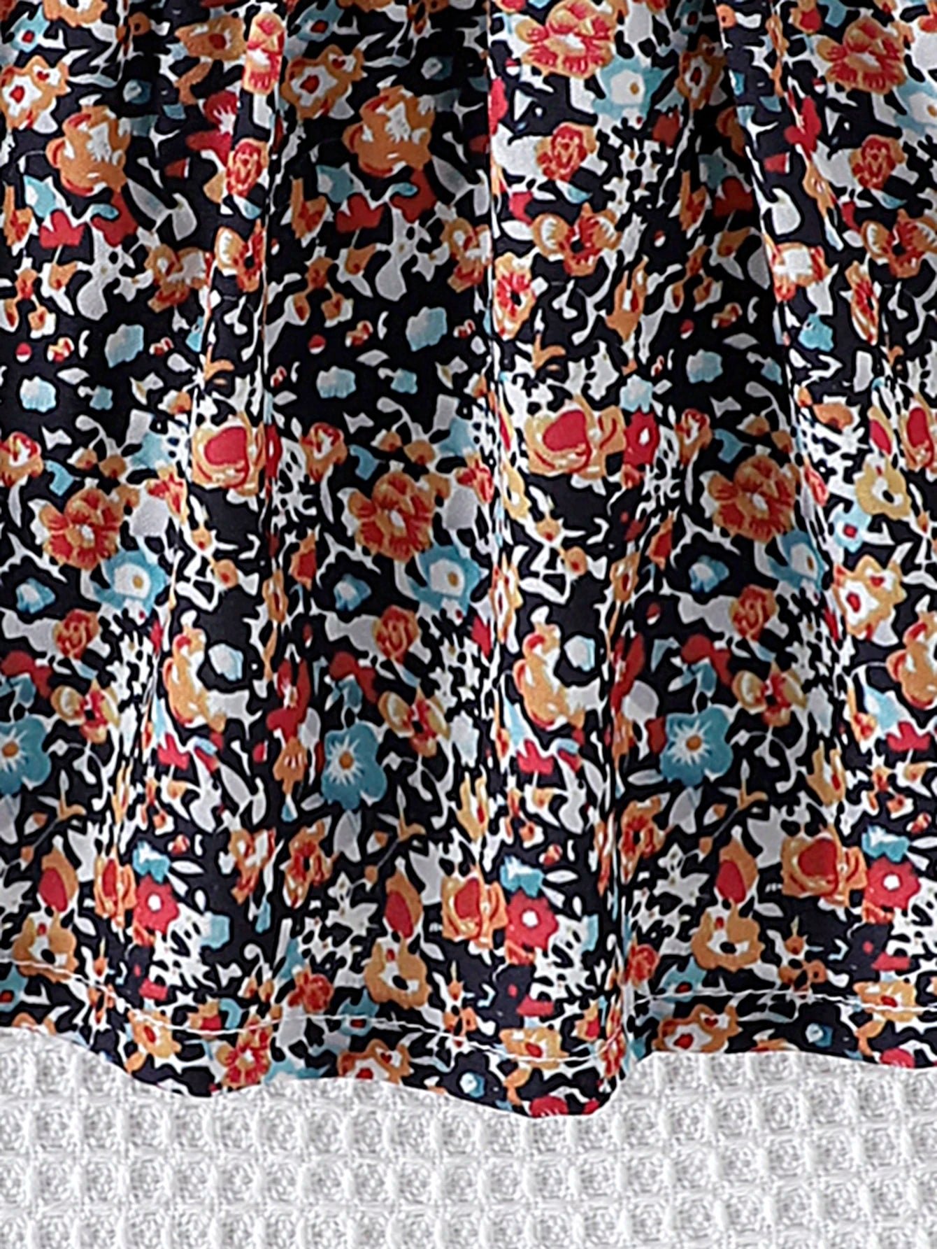 Comfortable Fashionable Coffee Color Round Collar And Floral Dress