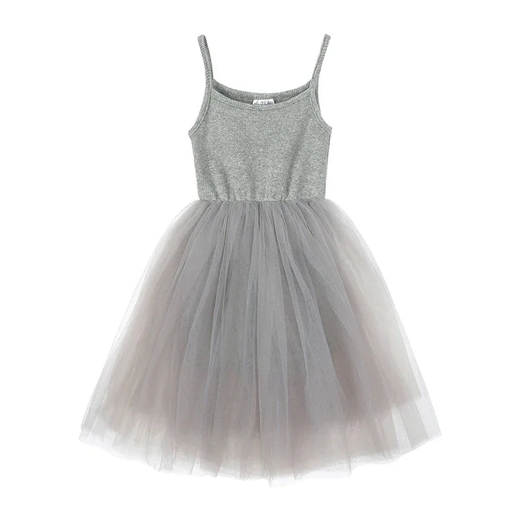 Cute Girls Casual Solid Color Sleeveless Suspenders Dress Summer Kids Outfit