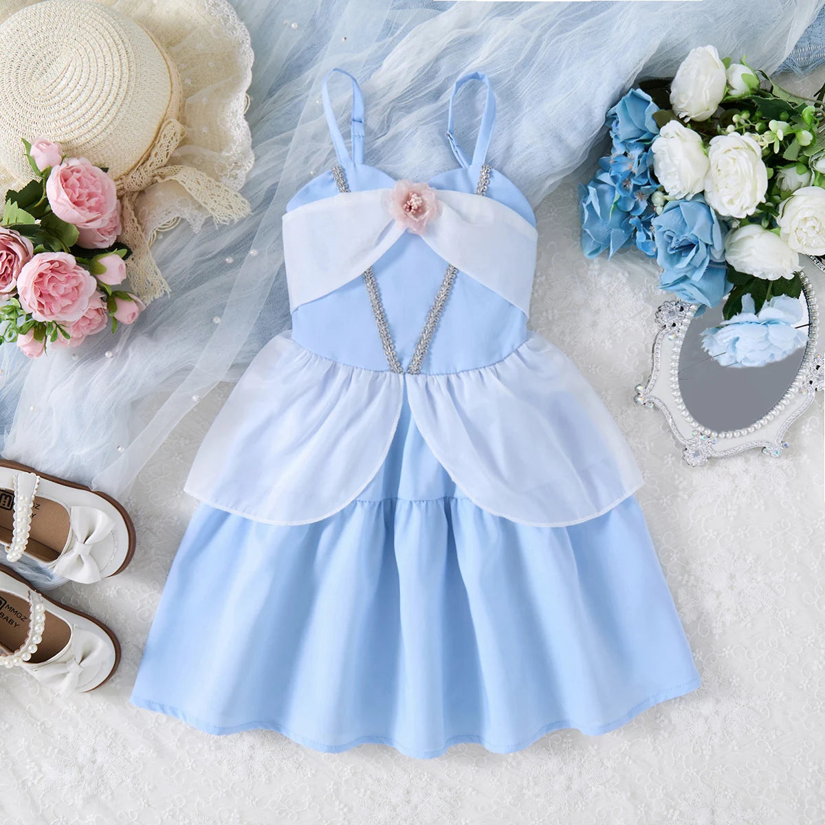 Children Fashion Dresses Barbi White Snow Moana Princess Dress Girl  Outfit