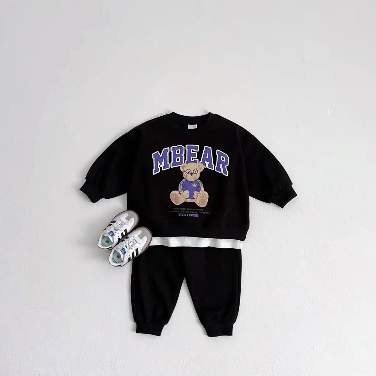 Fashion Kids Sports Bear Sweatshirt and Pants 2 Piece Fall Clothing Set