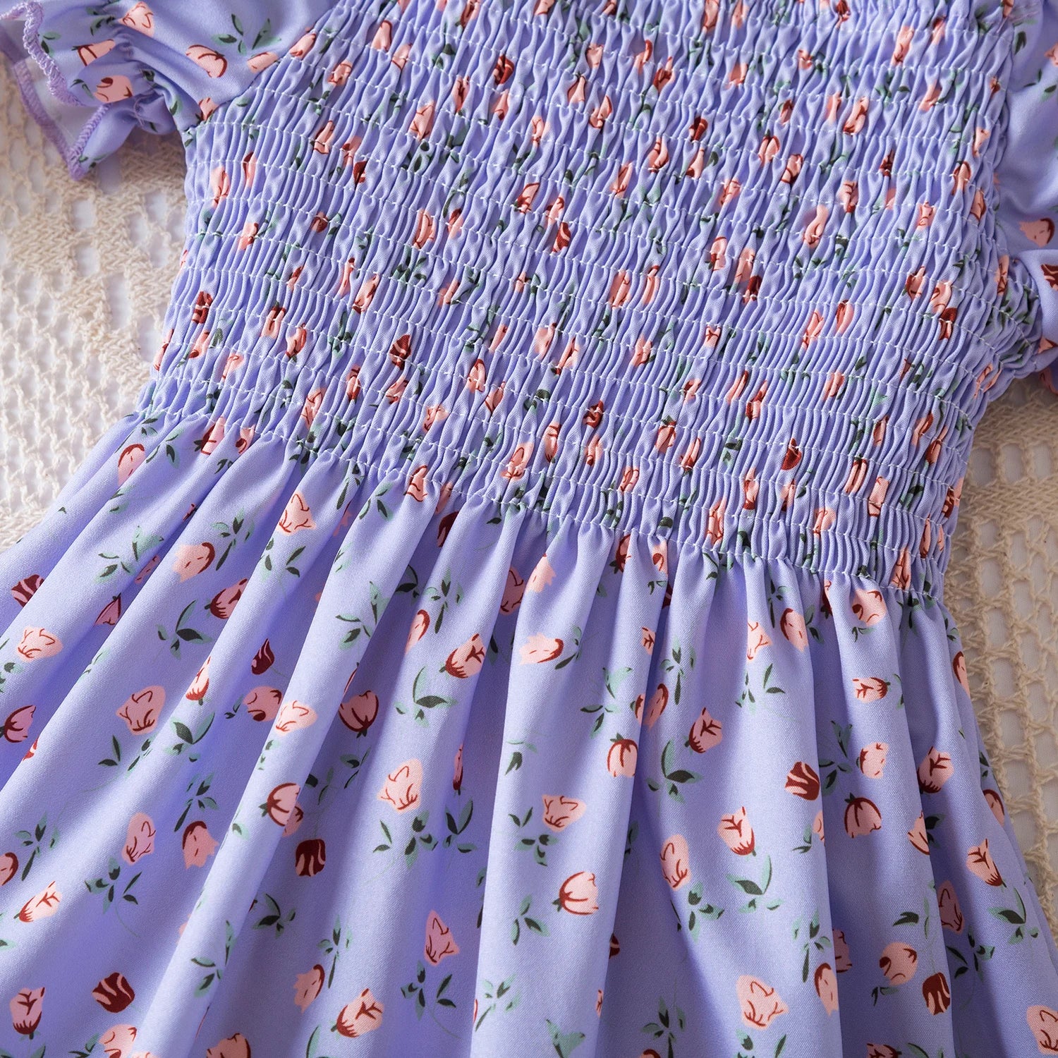 Baby Girls Floral Short Sleeve Dress   Casual Summer Outfit for Kids