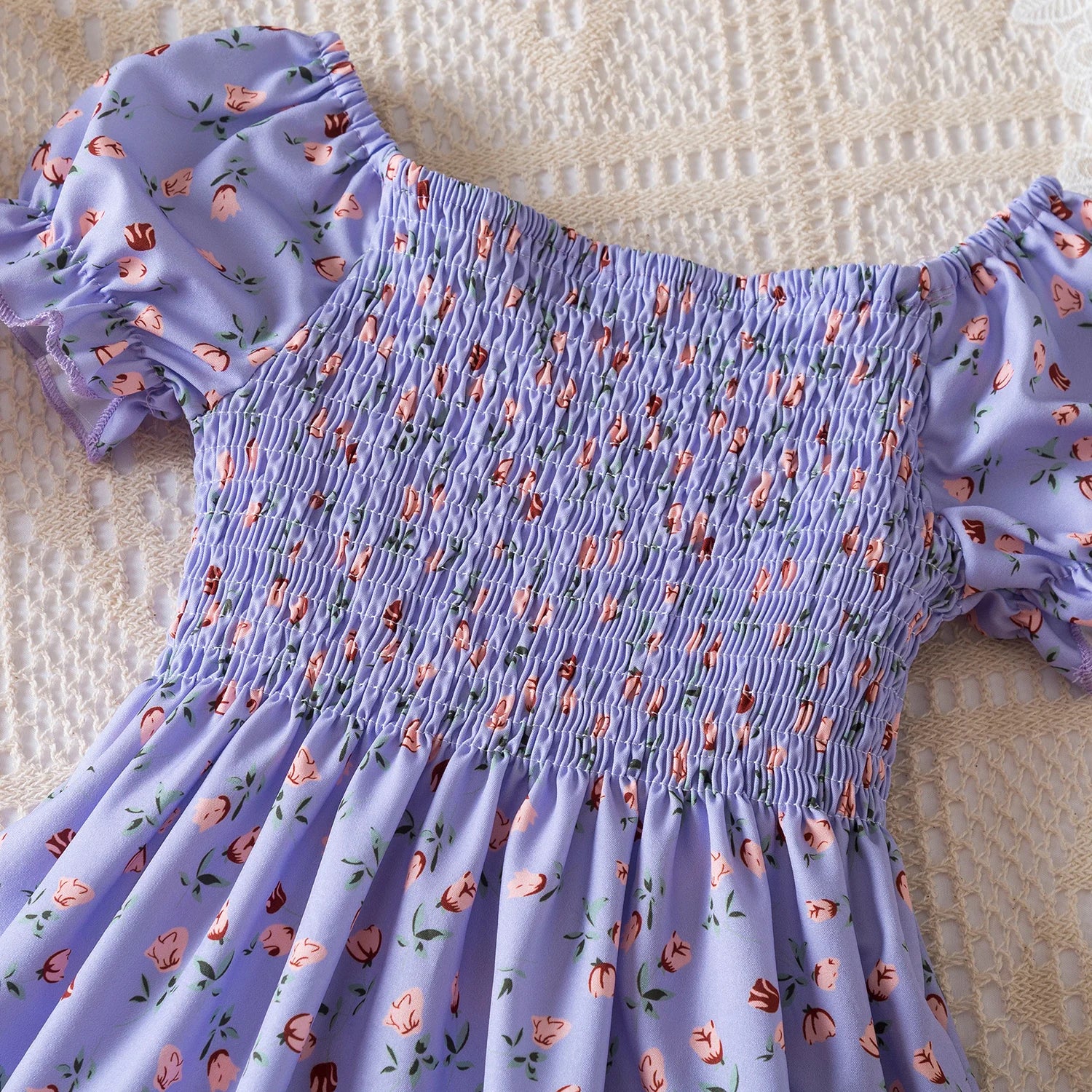 Baby Girls Floral Short Sleeve Dress   Casual Summer Outfit for Kids