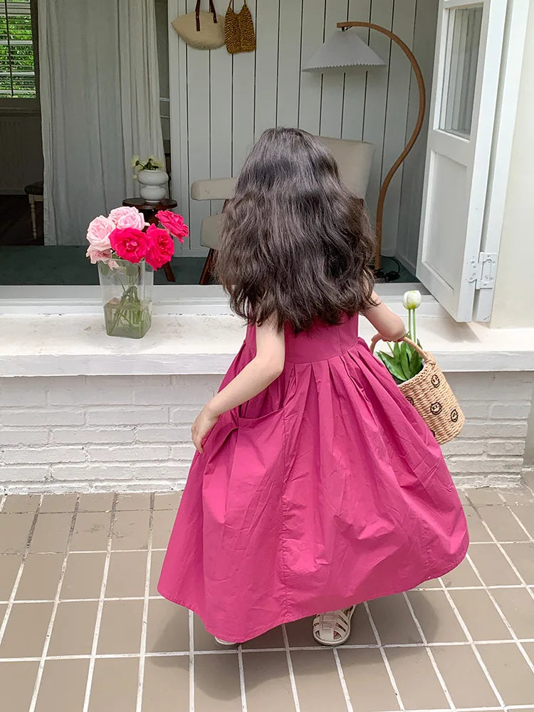 Fashion Girls Cotton Large Skirt Fairy Dress Summer Kids Sleeveless Korean Style