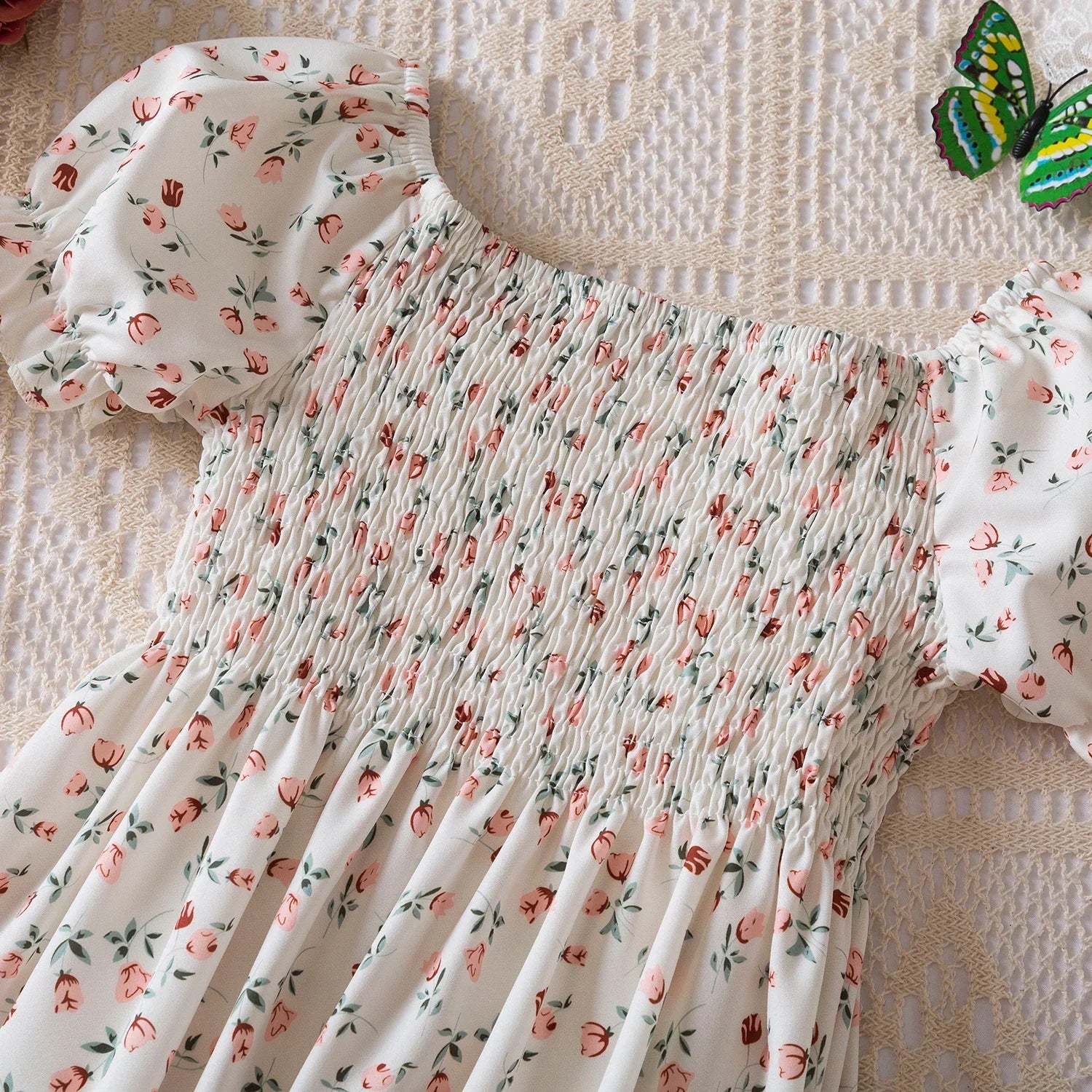 Baby Girls Floral Short Sleeve Dress   Casual Summer Outfit for Kids