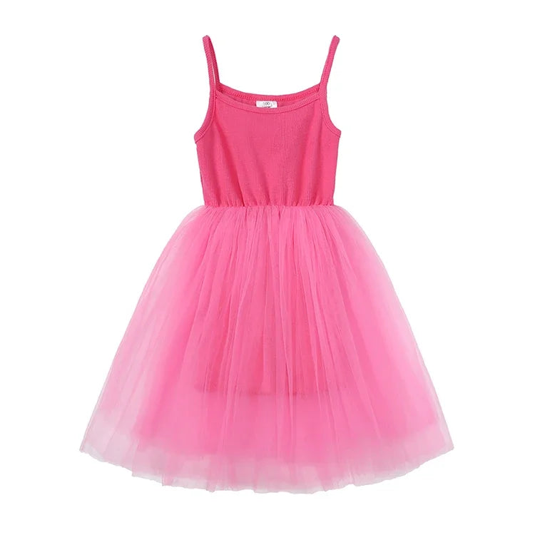 Cute Girls Casual Solid Color Sleeveless Suspenders Dress Summer Kids Outfit