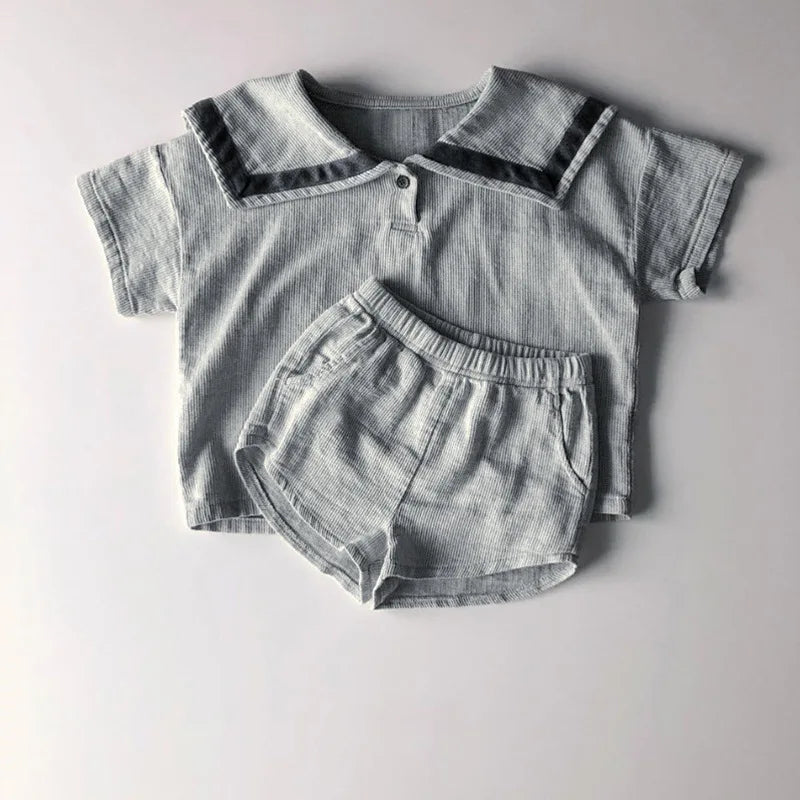 Children Clothing Sets Boys Girls Muslin Top Shorts 2pcs Cotton Baby Outfit