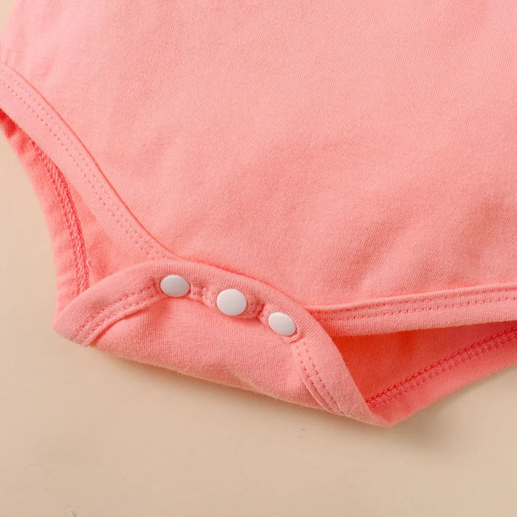 Adorable Baby Girl Clothing Set 3PCS Bodysuit & Accessories soft pink cotton bodysuit close-up with snap buttons