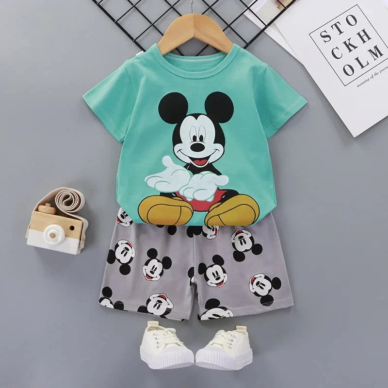 Baby Boy Summer Cotton Outfit T-shirt and Shorts Set for 0-3 Years with Mickey Mouse print