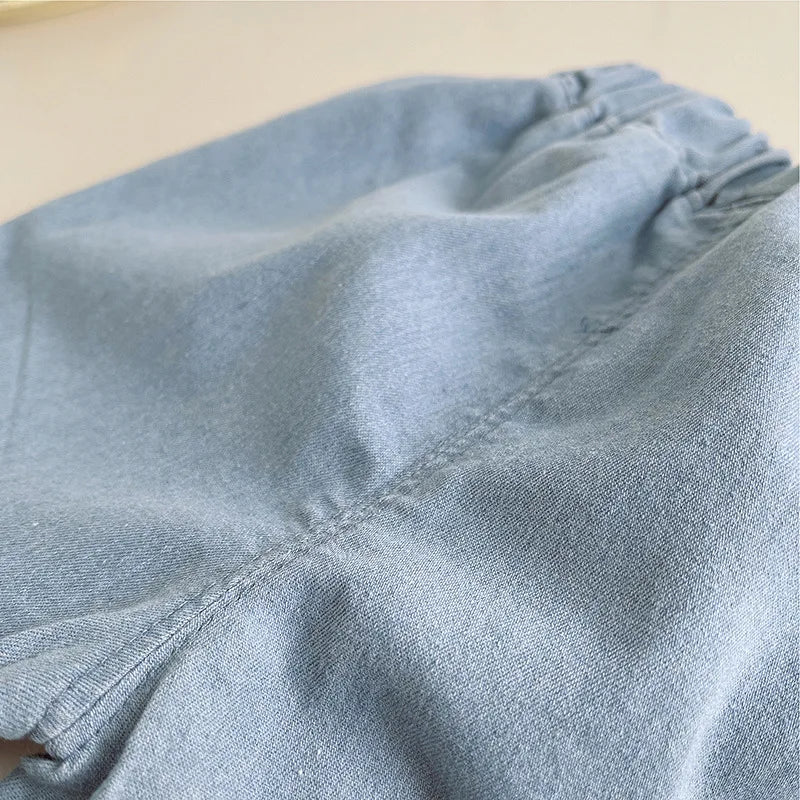 Light blue soft fabric close-up of Baby Boy's Clothing Outfits Sets T-shirt & Shorts suits by Yamza Tots' Closet