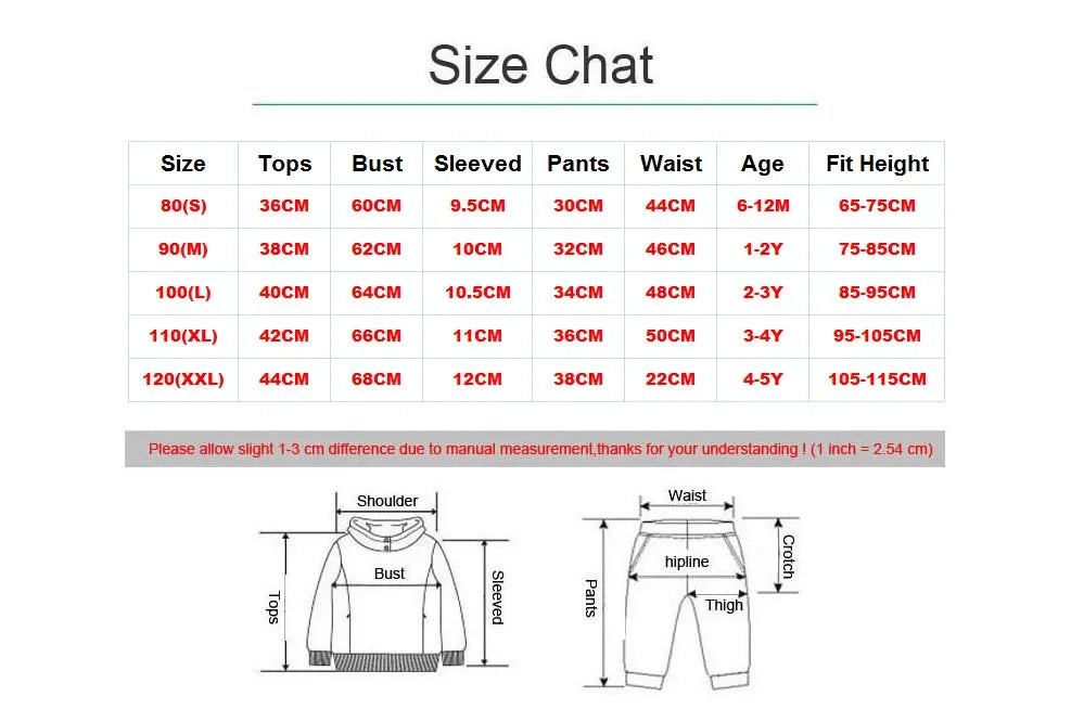 Yamza Tots Closet size chart for Baby Boys Summer Set Striped Shirts Tees and Shorts with measurements for tops bust waist and pants
