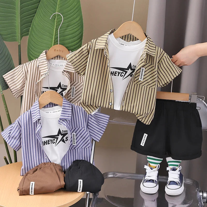 Baby Boys Summer Set striped shirts tees and shorts in various colors by Yamza Tots Closet