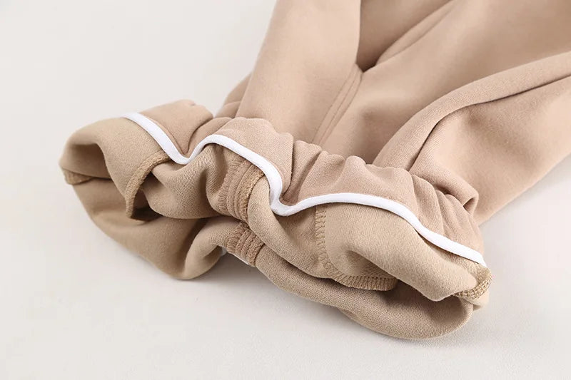 Close-up of beige soft fabric cuffs on Baby Clothes Children Set Boys T-Shirt Pants 2Pcs Sets by Yamza Tots' Closet