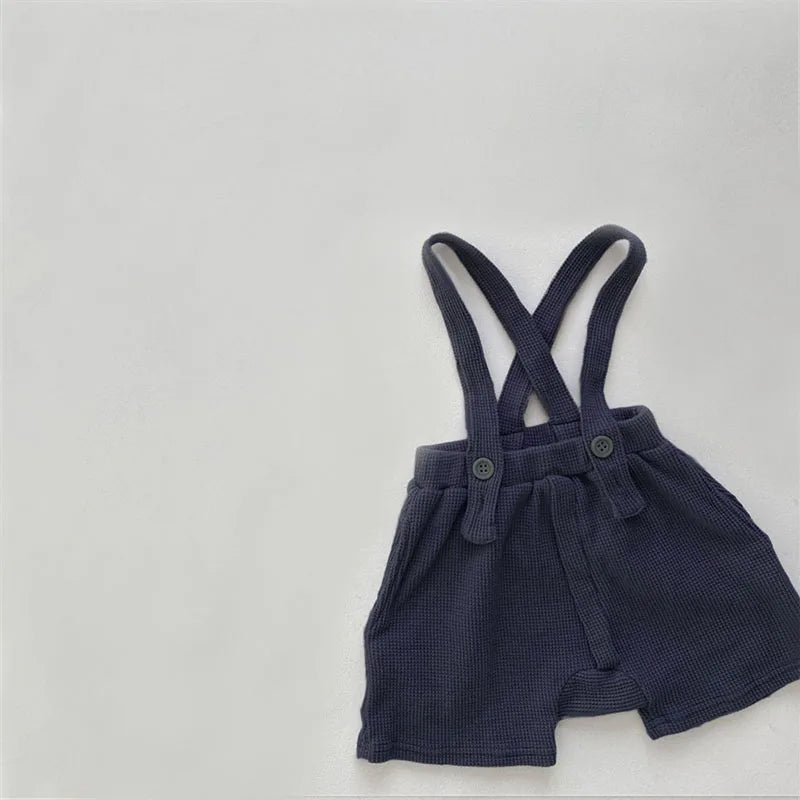 Navy blue Baby Corduroy Overalls Romper Jumpsuit Backless Outfit Unisex with adjustable straps