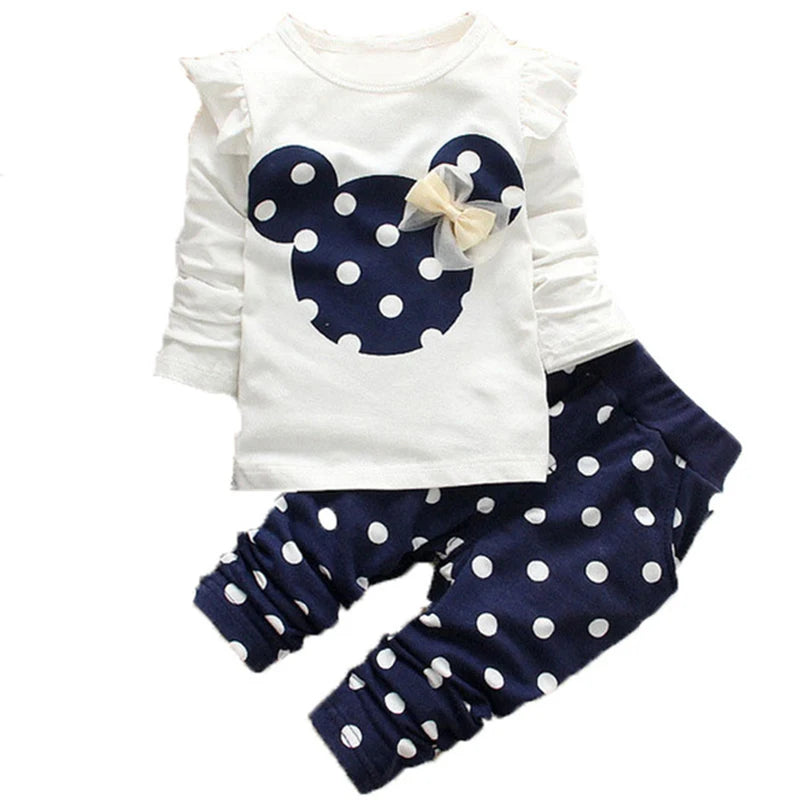 Baby Girls Clothing Set Bow Dot T-Shirt and Pant Cotton Tracksuit Spring Wear by Yamza Tots' Closet