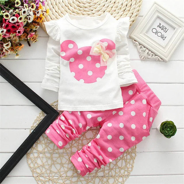 Baby Girls Clothing Set Bow Dot T-Shirt and Pant Cotton Tracksuit Spring Wear by Yamza Tots' Closet 