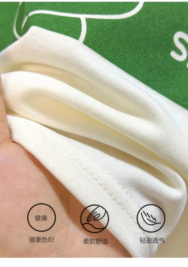 Close-up of soft fabric for Baby Striped Short Sleeve T-shirt Set Summer Loungewear for Boys Girls