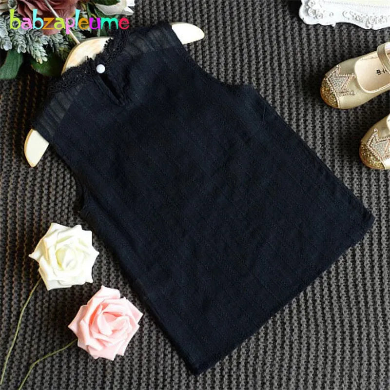 Kids Girl Clothes Set Infant Sleeveless Vest and Skirt 2Pcs Toddler Outfit black sleeveless vest displayed with floral decorations and toddler shoes