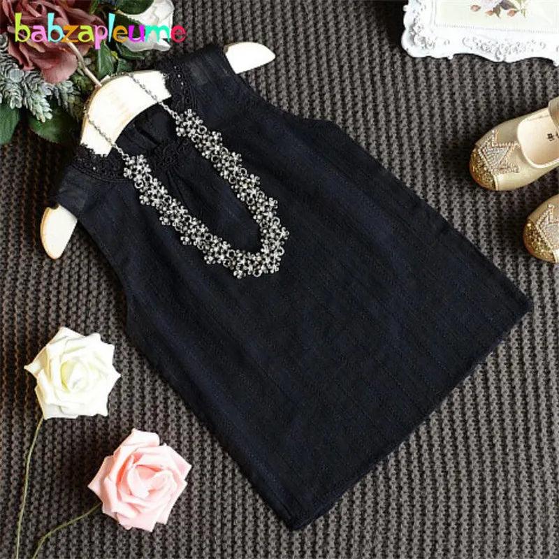Kids Girl Clothes Set Infant Sleeveless Vest and Skirt 2Pcs Toddler Outfit black sleeveless vest with necklace on hanger