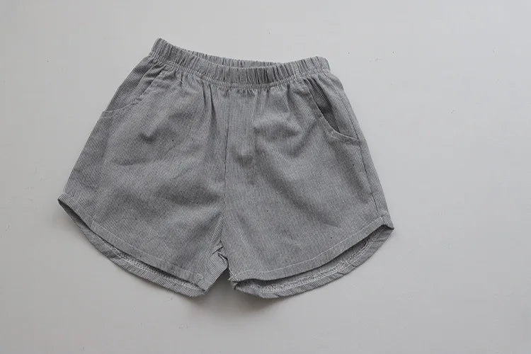 Gray cotton shorts from Children Clothing Sets Boys Girls Muslin Top Shorts 2pcs Cotton Baby Outfit