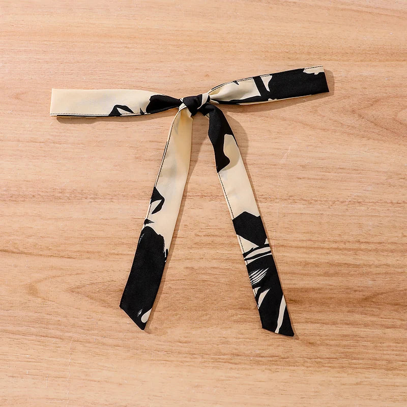 Children Fashion Dress Girls Black Long Sleeve Printed Elegant Party Dress black and white fabric belt accessory
