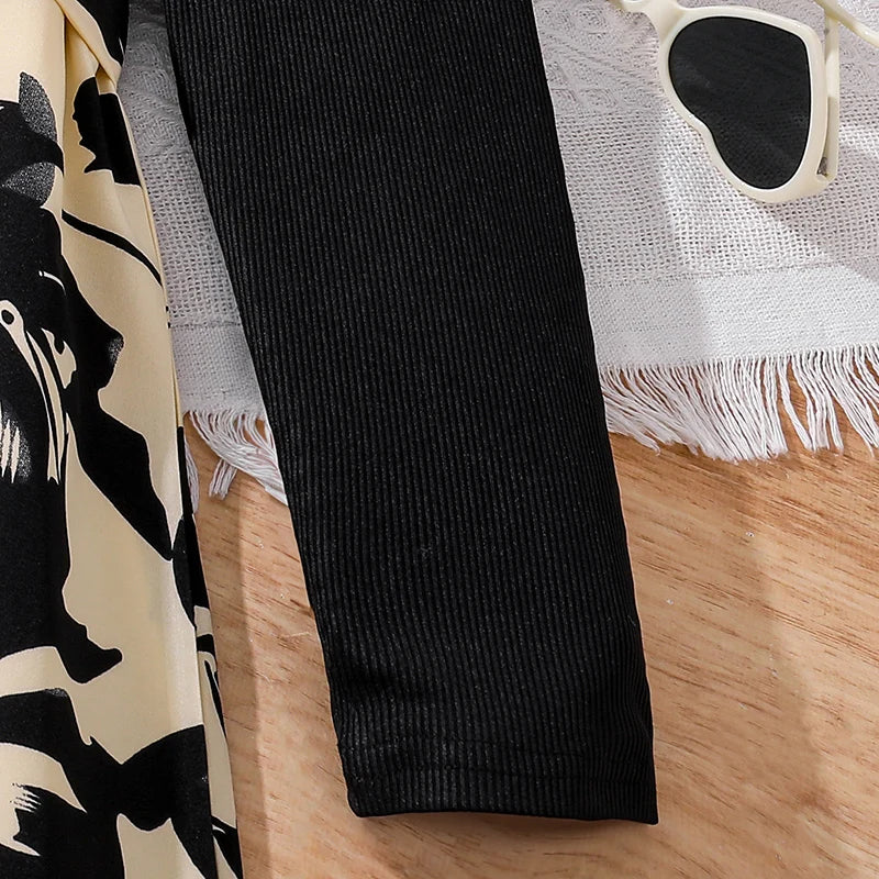 Children Fashion Dress Girls Black Long Sleeve Printed Elegant Party Dress sleeve close-up by Yamza Tots' Closet
