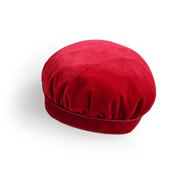 Red velvet newborn baby boy clothes suit birthday wedding velvet pants blouse 3pcs set cap accessory