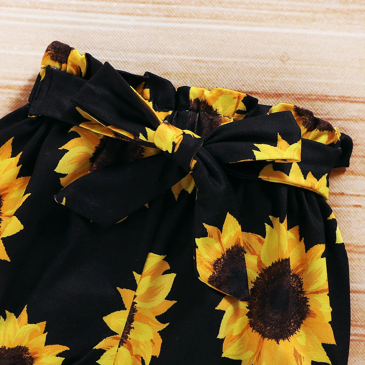 Cute Baby Girl Clothing Set Yellow Romper Top and Sunflower Printed Shorts by Yamza Tots' Closet