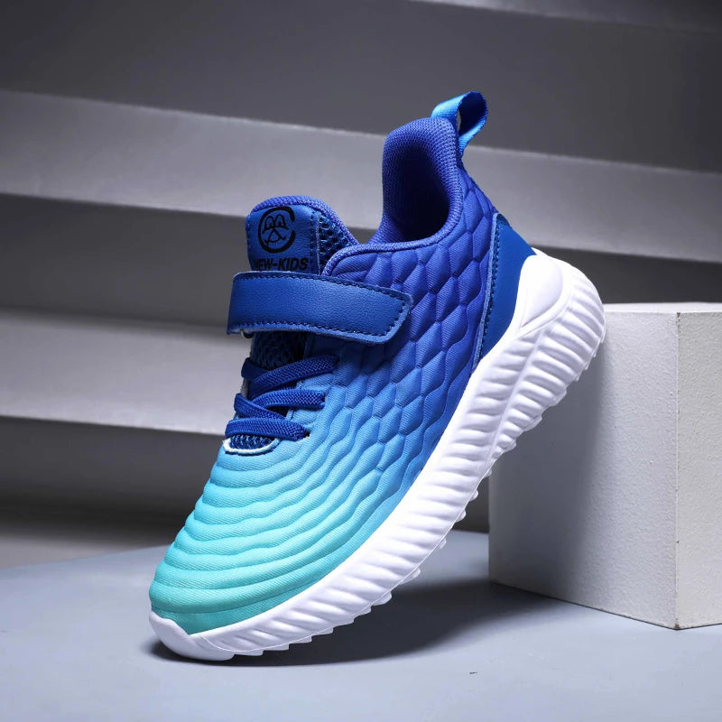 Designer Kids Girls Sneakers lightweight casual sports shoes in blue gradient with white sole