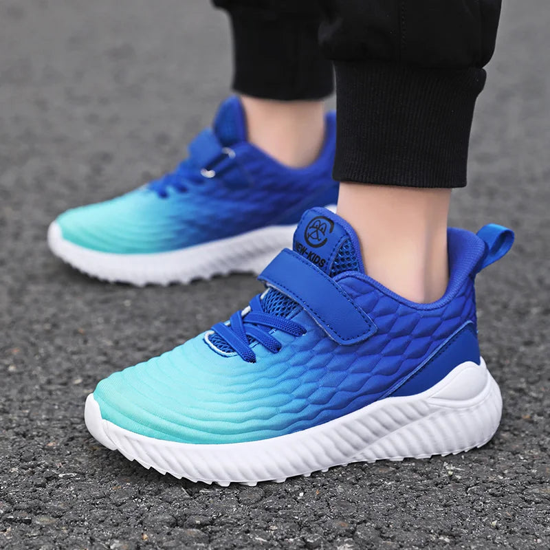 Yamza Tots' Closet blue Designer Kids Girls Sneakers lightweight casual sports shoes with textured upper and white sole