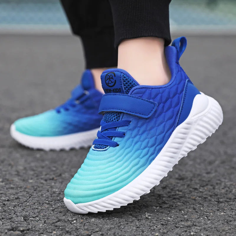 Yamza Tots' Closet designer kids girls sneakers lightweight casual sports shoes in blue and teal gradient