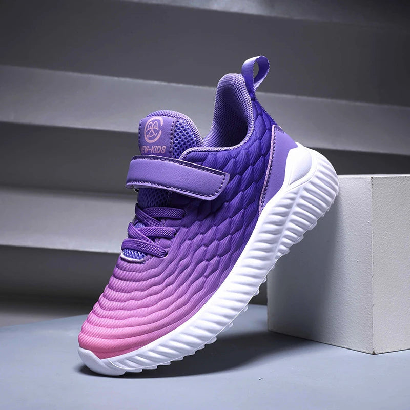 Purple and pink Designer Kids Girls Sneakers Lightweight Casual Sports Shoes with white sole