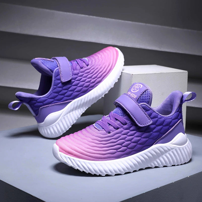 Yamza Tots' Closet Designer Kids Girls Sneakers Lightweight Casual Sports Shoes in purple and pink