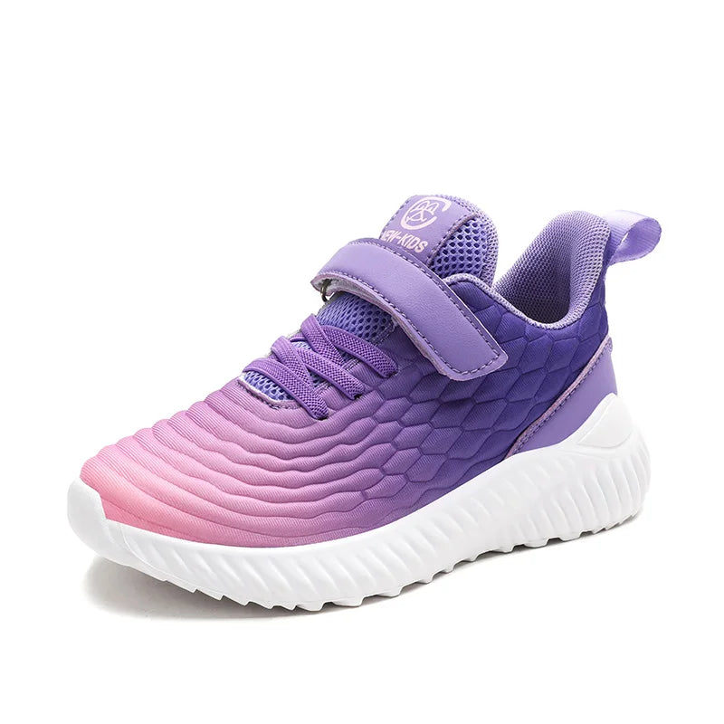 Yamza Tots' Closet Designer Kids Girls Sneakers Lightweight Casual Sports Shoes in purple and pink gradient