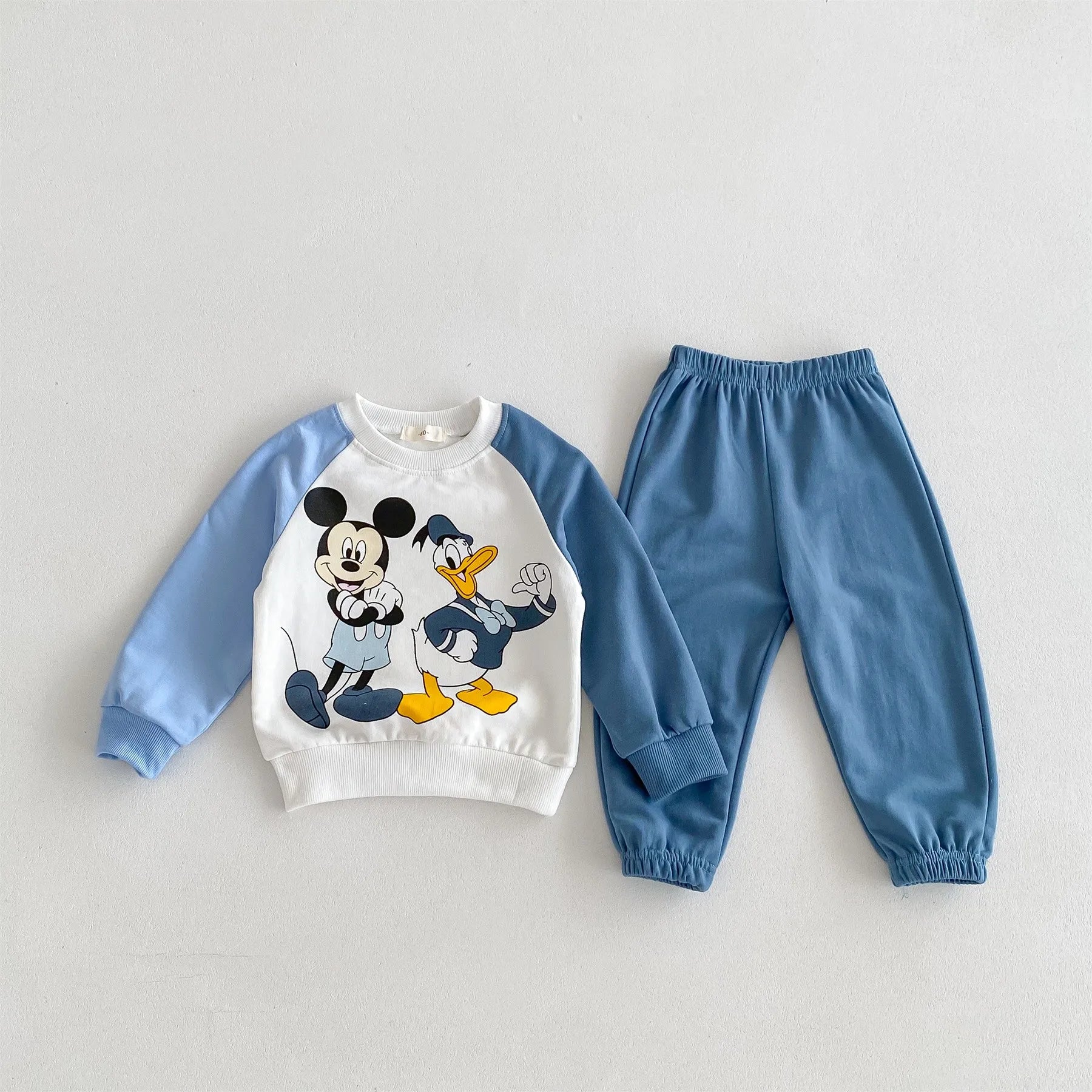 Yamza Tots' Closet Disney Cartoon Tracksuit with Mickey Mouse and Donald Duck design in blue and white