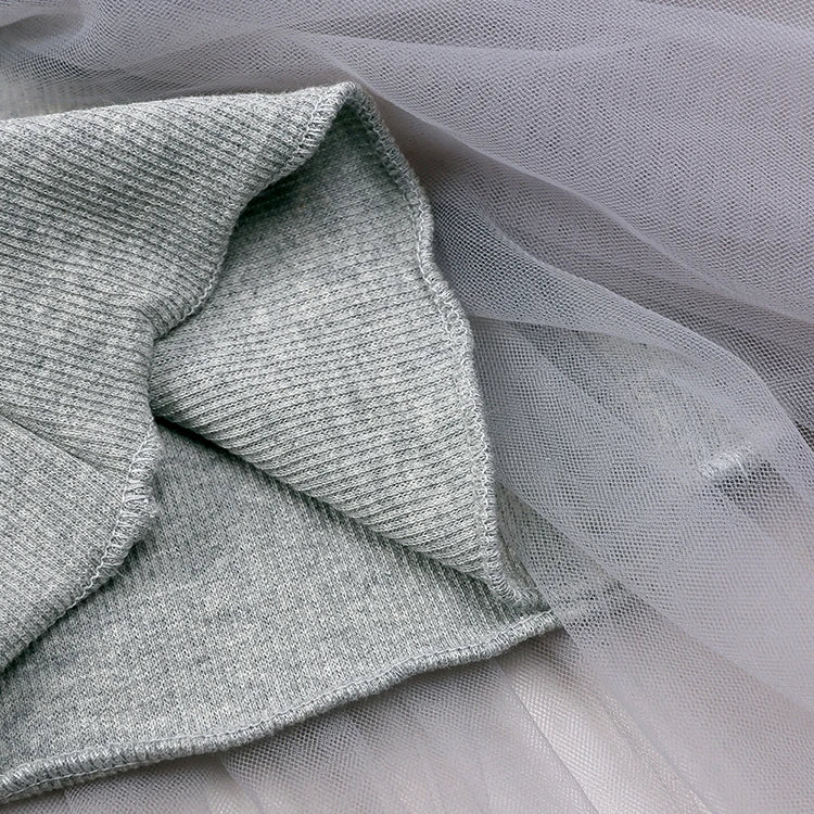 Close-up of gray fabric texture for Cute Girls Casual Solid Color Sleeveless Suspenders Dress Summer Kids Outfit