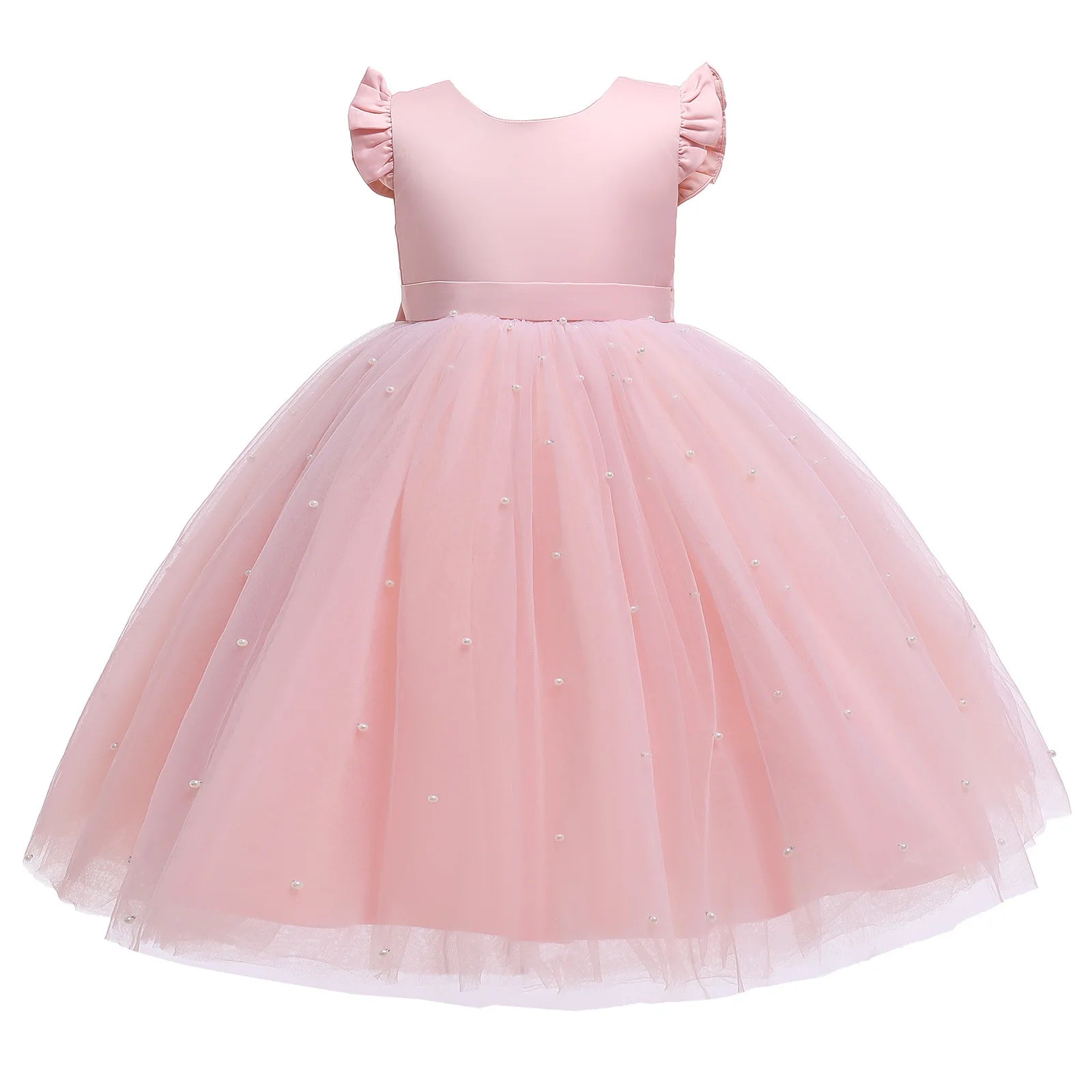 Yamza Tots' Closet Fairy Princess Lace Party Dress for Girls Dance Stage Cosplay Costume Outfit in pink with tulle skirt