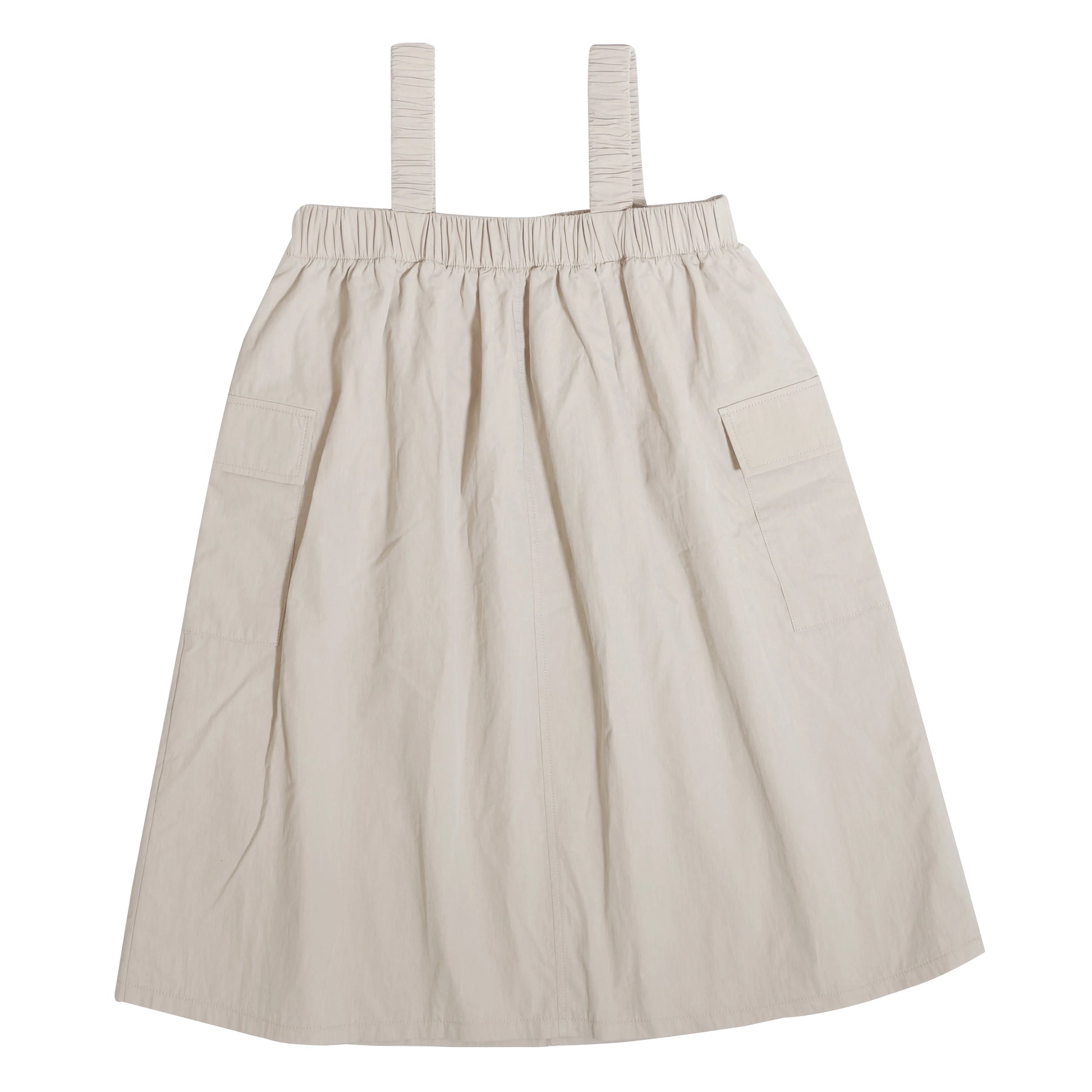 Beige sleeveless skirt with elastic waistband and pockets from Family Ribbed Print Sets for Summer and Spring