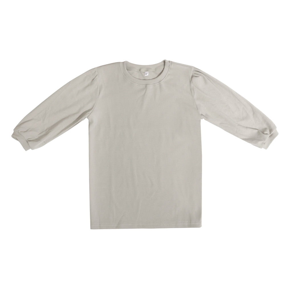 Yamza Tots' Closet light beige long sleeve top from Family Ribbed Print Sets for Summer and Spring