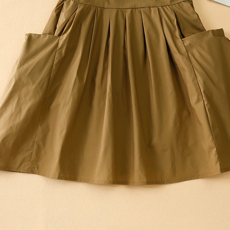 Brown Fashion Girls Cotton Large Skirt Fairy Dress Summer Kids Sleeveless Korean Style by Yamza Tots' Closet