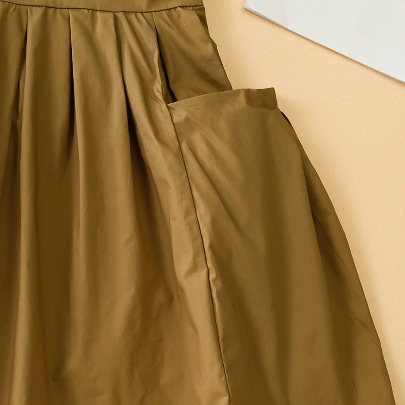 Fashion Girls Cotton Large Skirt Fairy Dress Summer Kids Sleeveless Korean Style in brown with pleated design