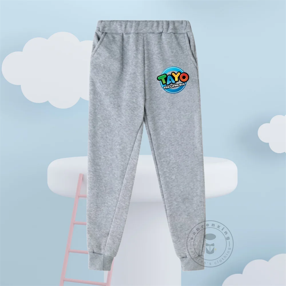 Fashion Kids Hoodies Cute Tayo Cartoon Graphic Print Boys Girls Sweatshirt Tops gray sweatpants with Tayo logo