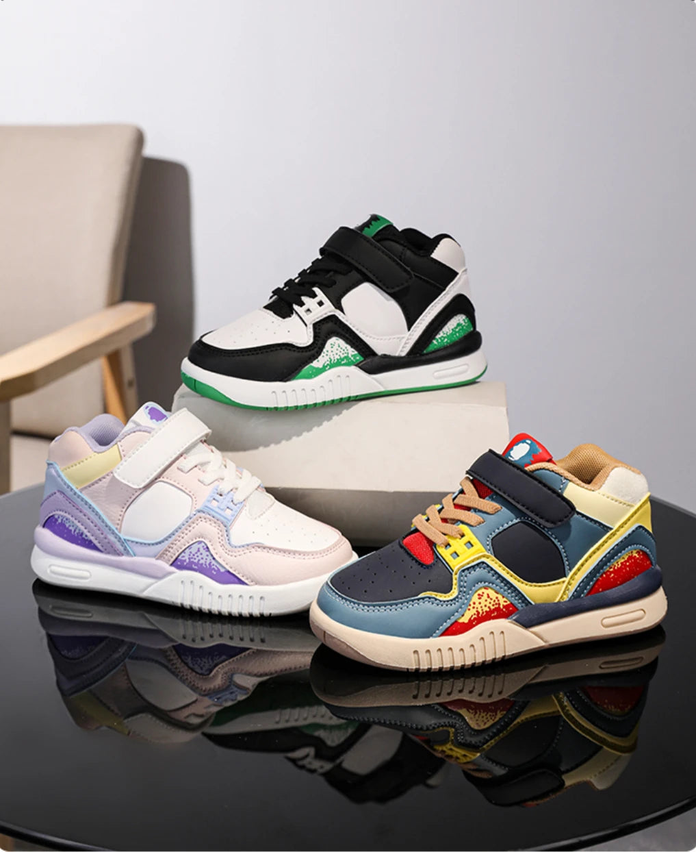 Fashion Kids Sneakers Boys Girls Casual Waterproof Non-slip Sport Walking Shoes in colorful designs by Yamza Tots' Closet