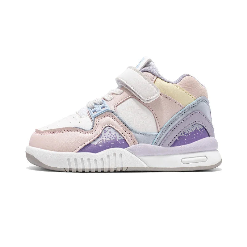 Fashion Kids Sneakers Boys Girls Casual Waterproof Non-slip Sport Walking Shoes in pastel pink and purple